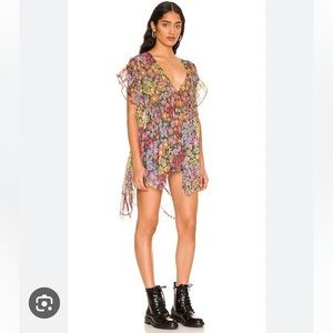 Free People Multi Color Floral Tunic Top